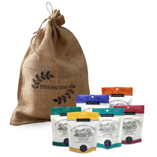 Darling Burlap bag with six 2.2 oz. Short Bites grab-and-go pouches