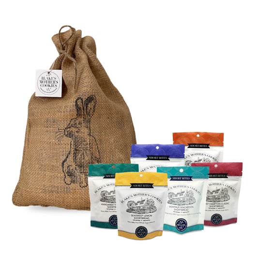 Burlap Bunny Gift Bag with six 2.2-oz. Short Bite pouches