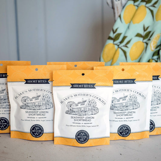 Six 2.2 oz. pouches of Seasweep Lemon Shortbites