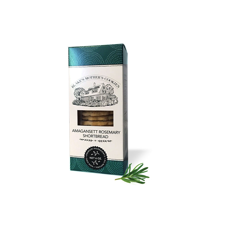 Single box of 6 oz. Amagansett Rosemary Shortbread with a sprig of rosemary
