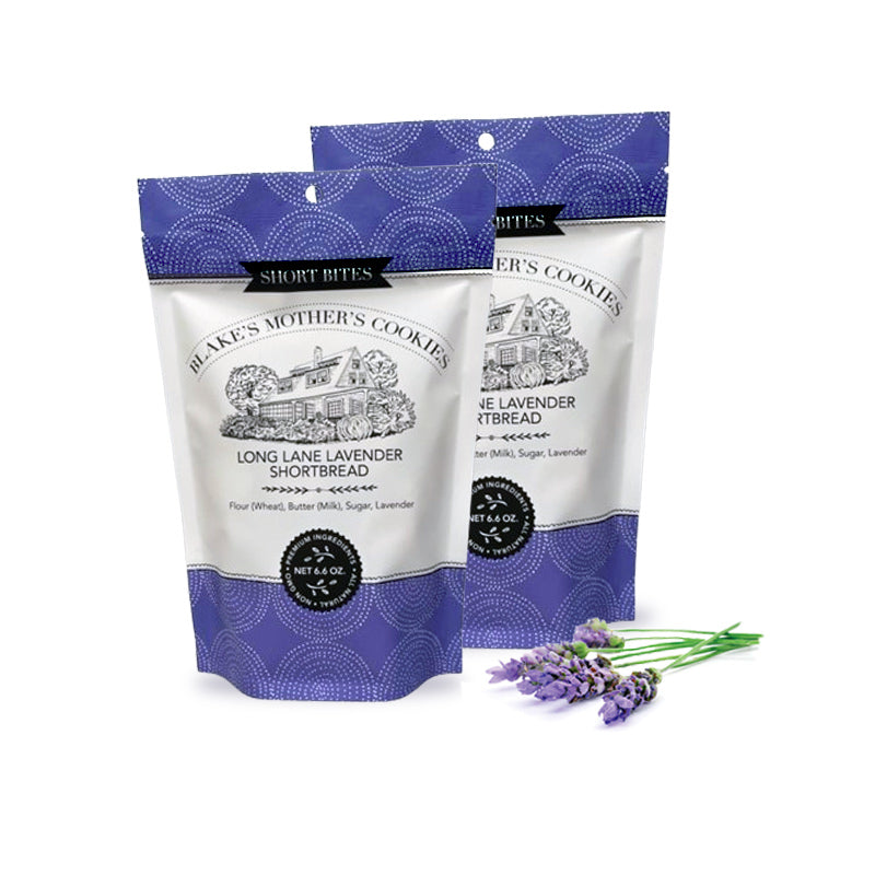 Product detail for Blake's Mother's Cookies Long Lane Lavender 6.6-oz. pouches with a sprig of lavender